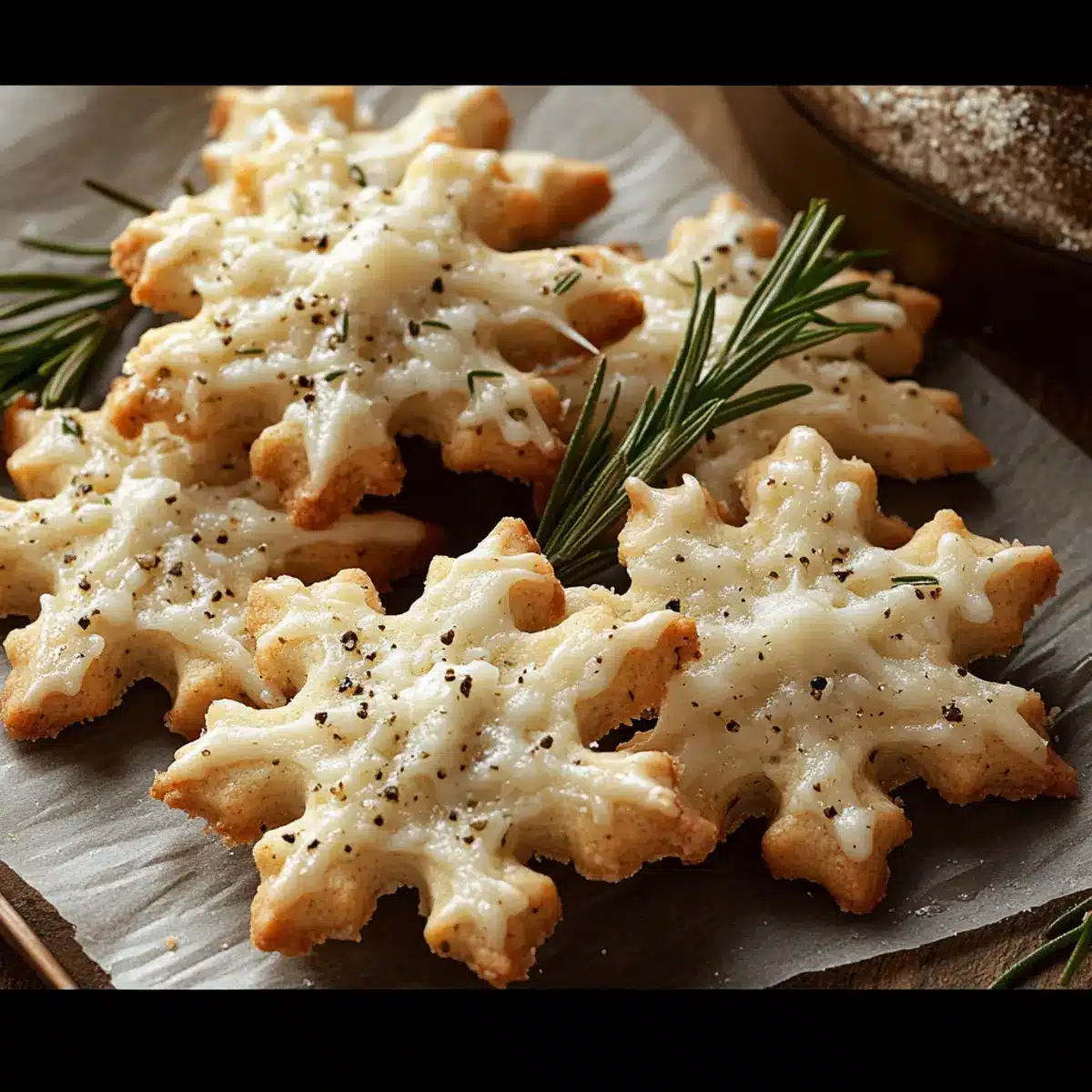 Savory Rosemary-Parmesan Snowflake Cookies