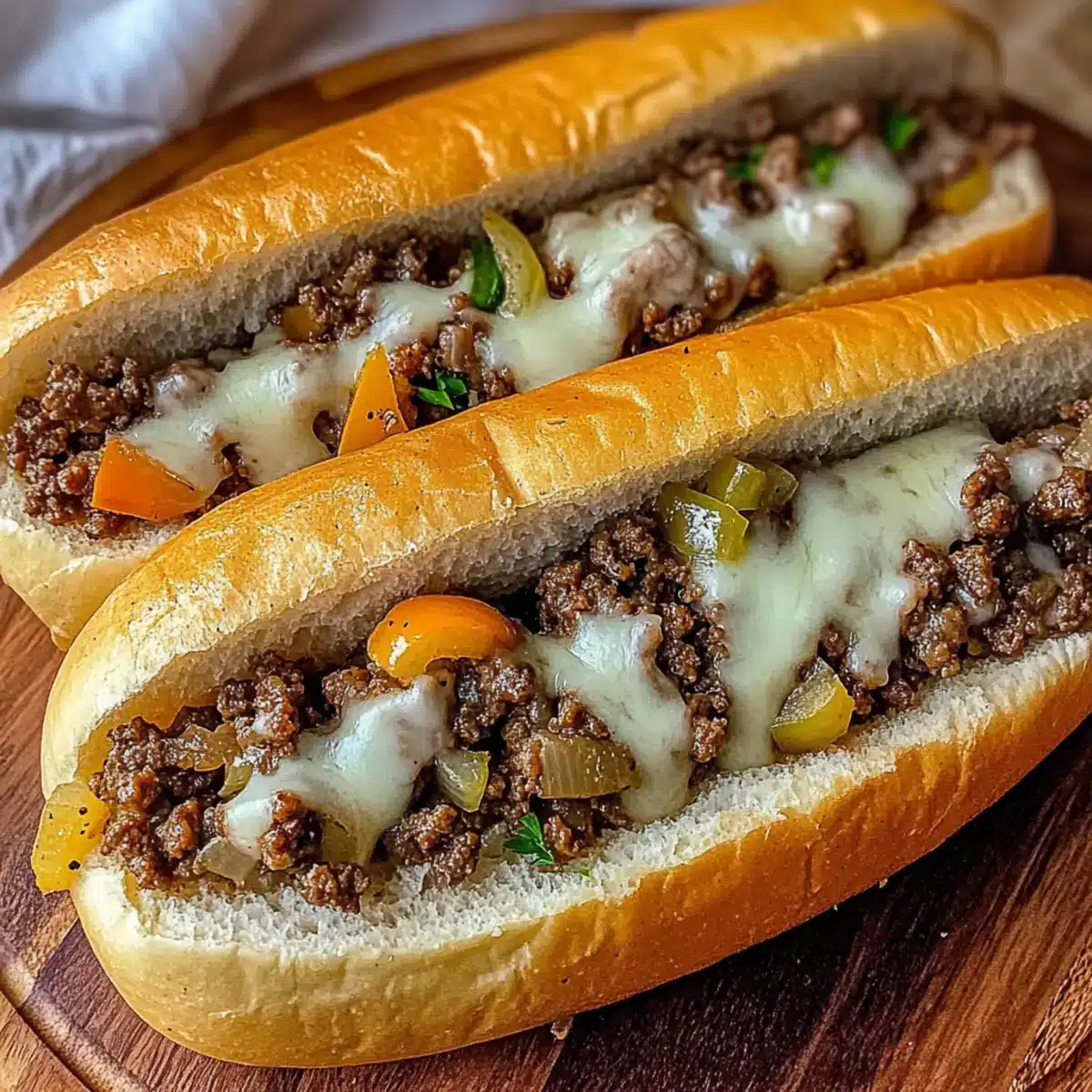 Ground Beef Philly Cheesesteaks