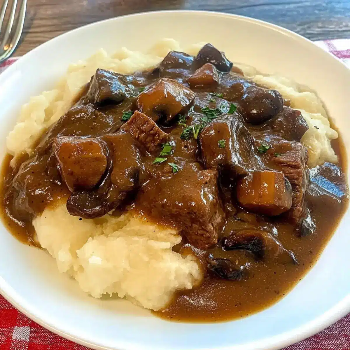 Crock Pot Stew Meat and Mushrooms