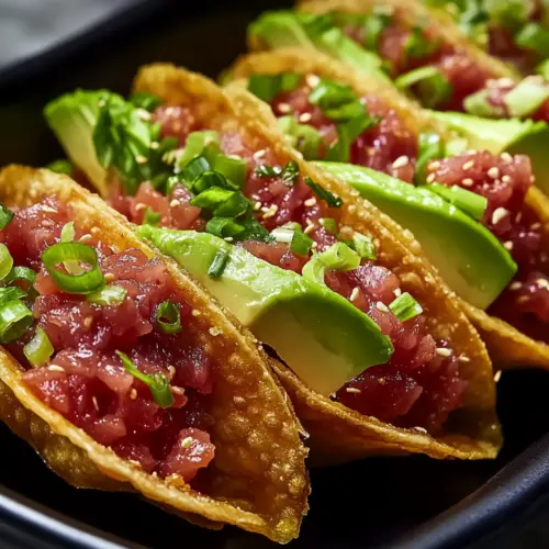 Spicy Tuna Tartare Wonton Tacos