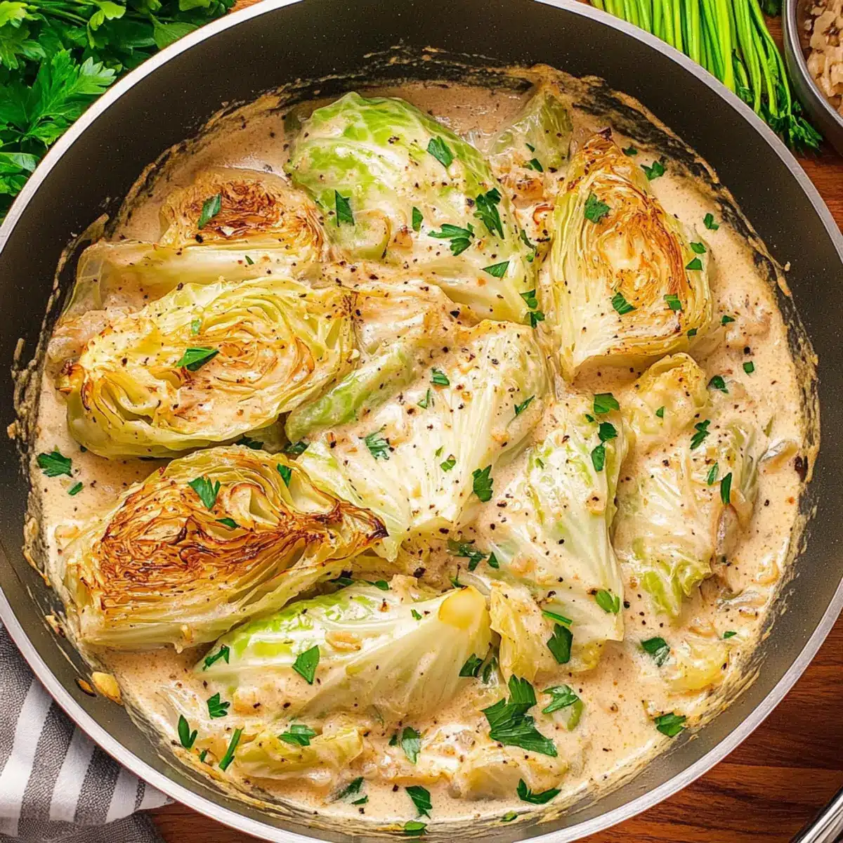 Creamy Garlic Parmesan Cabbage