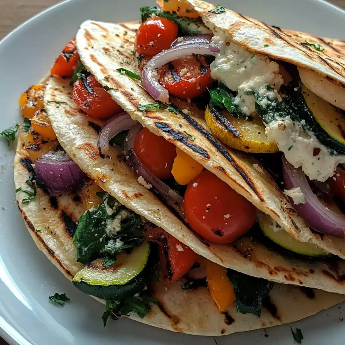 Grilled Mediterranean Veggie Quesadillas