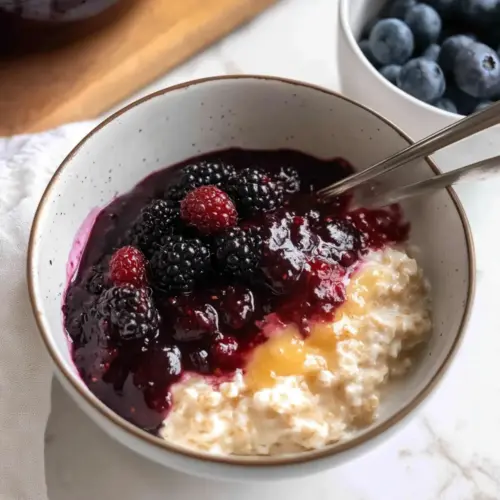 Custard Oats with Mixed Berry Compote