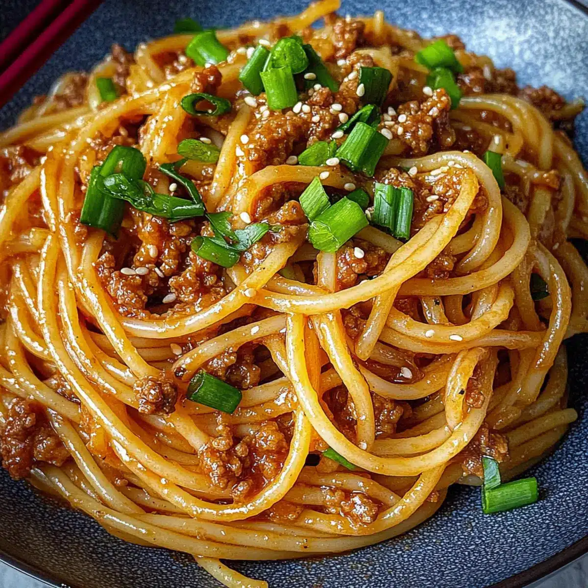 Asian-Style Ground Beef Spaghetti