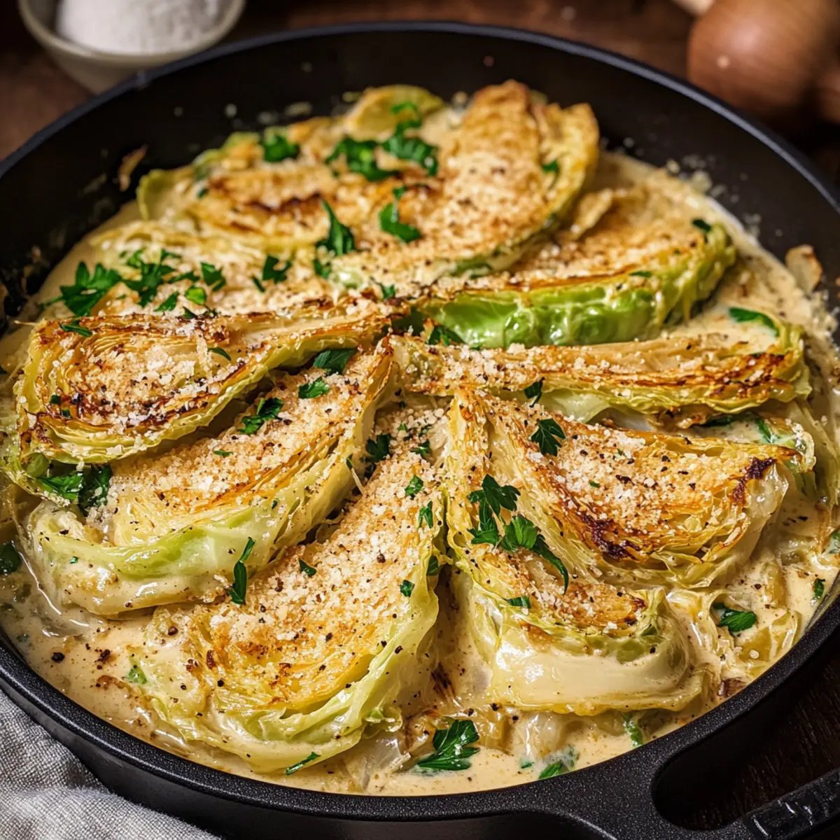 Creamy Garlic Parmesan Cabbage