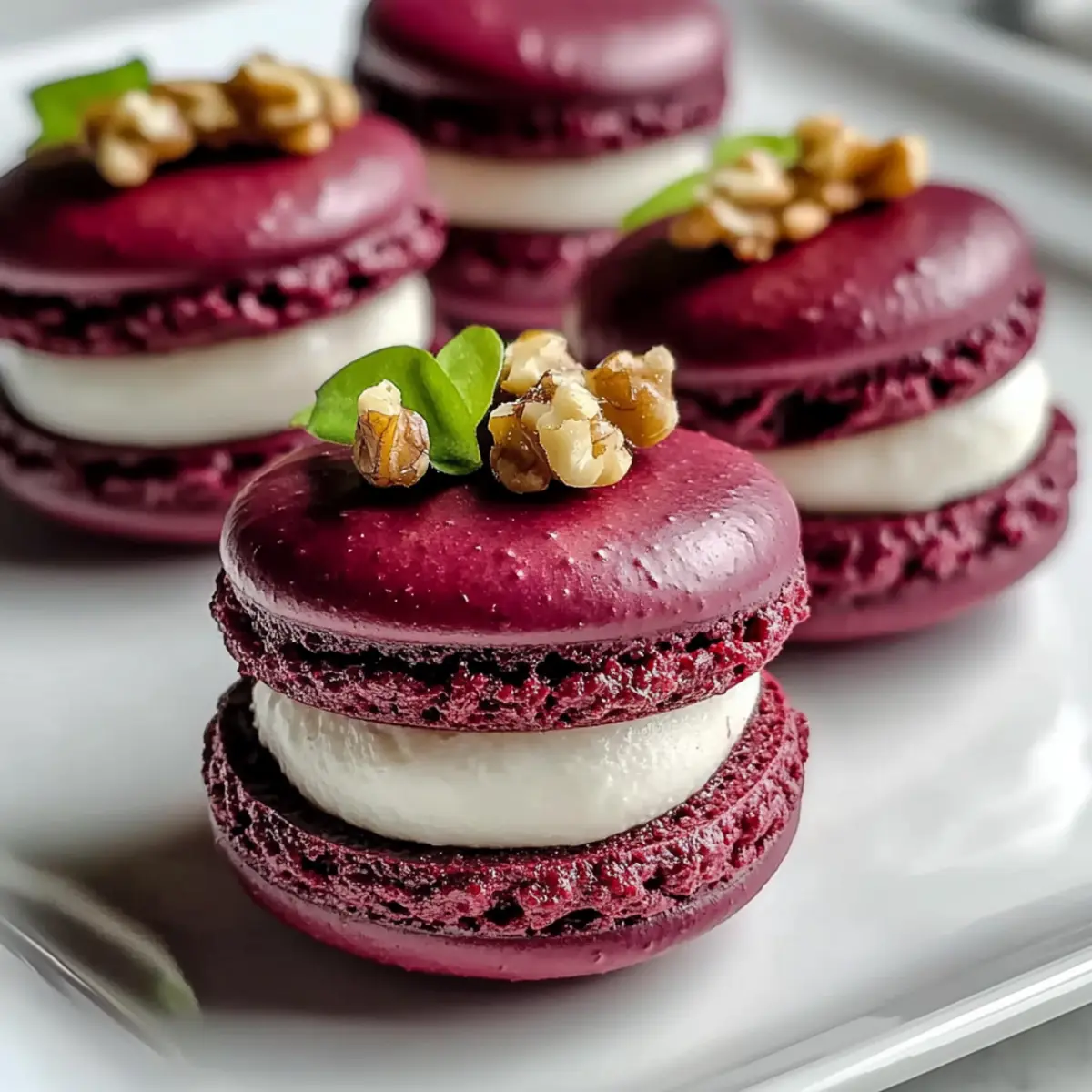 Savory Beet Macarons with Goat Cheese