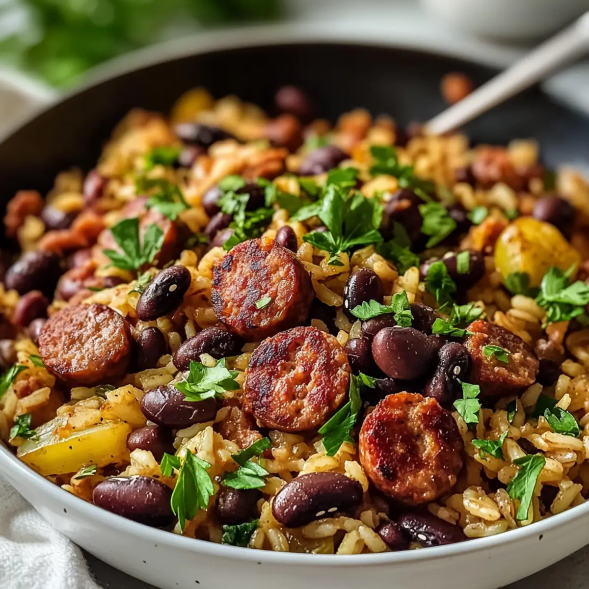 Black Beans, Sausage and Rice Skillet