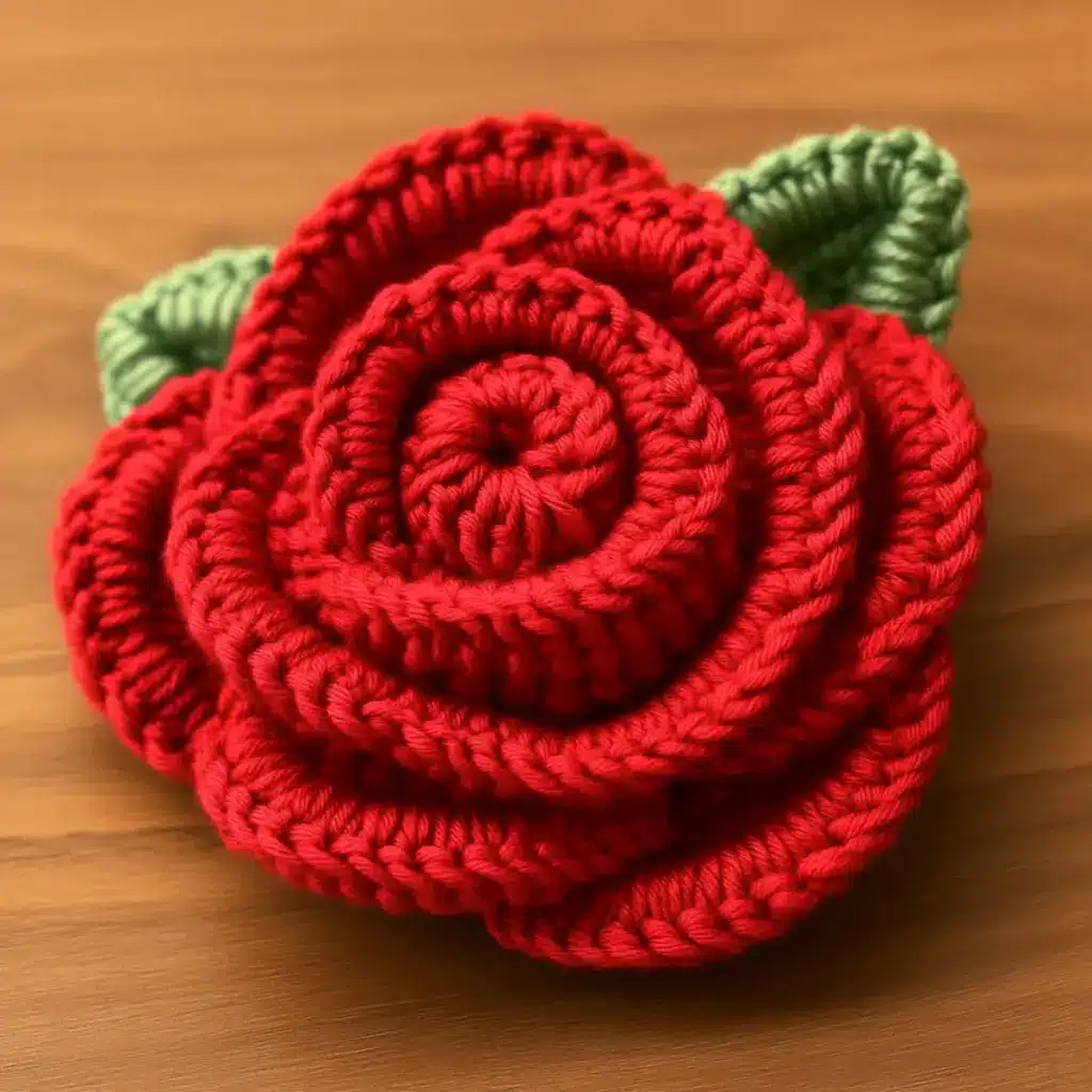Rosa rossa all’uncinetto, immagine illustrativa